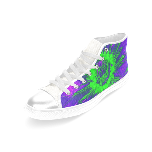 Purple Water Lily Women's Classic High Top Canvas Shoes (Model 017)