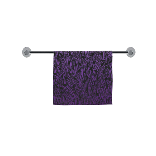 purple ombre feathers pattern black Custom Towel 16"x28"