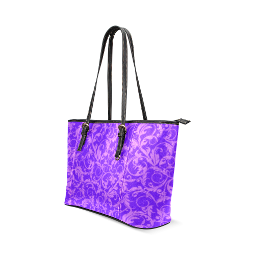 Vintage Swirls Amethyst Ultraviolet Purple Leather Tote Bag/Small (Model 1640)