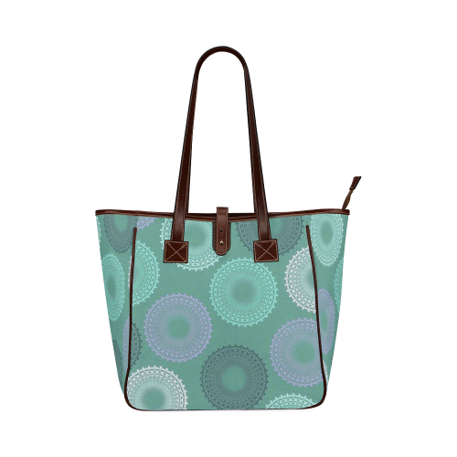 Teal Sea Foam Green Lace Doily Classic Tote Bag (Model 1644)