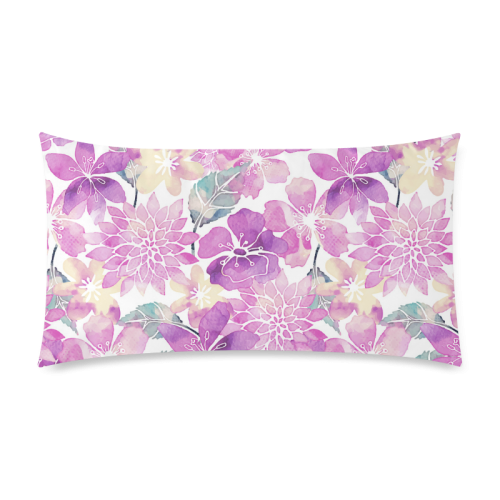 Watercolor Flower Pattern Custom Rectangle Pillow Case 20"x36" (one side)