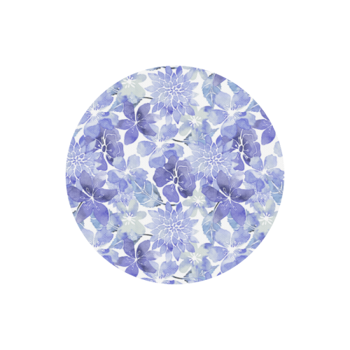 Blue Watercolor Flower Pattern Round Mousepad