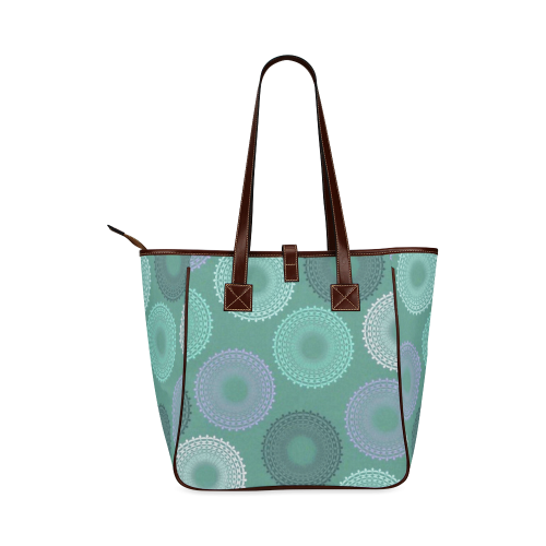 Teal Sea Foam Green Lace Doily Classic Tote Bag (Model 1644)