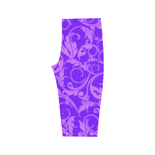 Vintage Swirls Amethyst Ultraviolet Purple Hestia Cropped Leggings (Model L03)