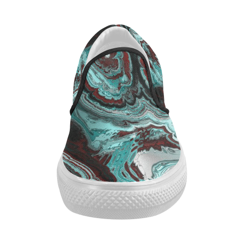 Awesome fractal marbled 05 Women's Slip-on Canvas Shoes (Model 019)