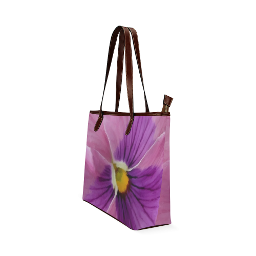 Pink and Purple Pansy Shoulder Tote Bag (Model 1646)