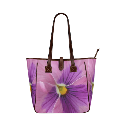 Pink and Purple Pansy Classic Tote Bag (Model 1644)