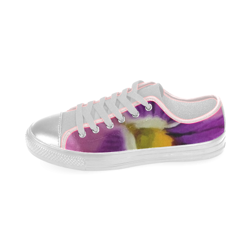 Pink and Purple Pansy Women's Classic Canvas Shoes (Model 018)