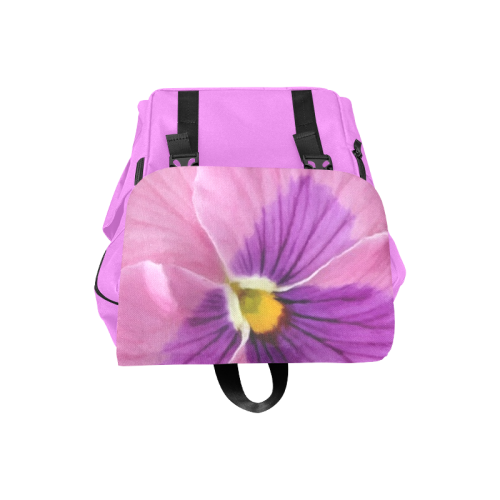 Pink and Purple Pansy Casual Shoulders Backpack (Model 1623)