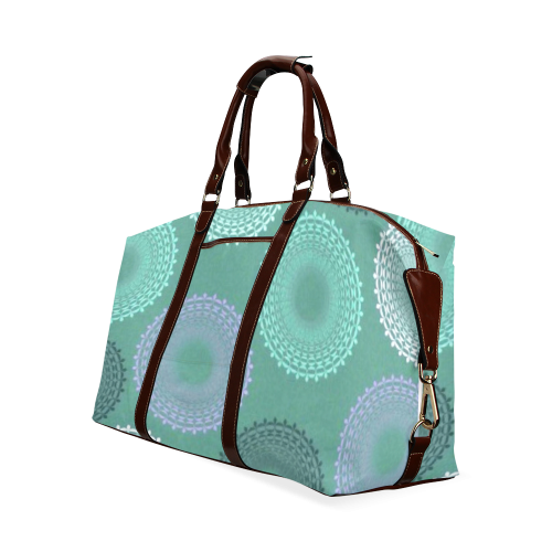 Teal Sea Foam Green Lace Doily Classic Travel Bag (Model 1643)