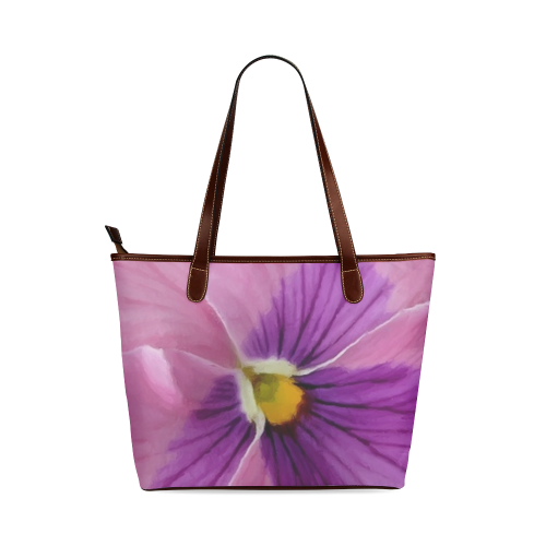 Pink and Purple Pansy Shoulder Tote Bag (Model 1646)