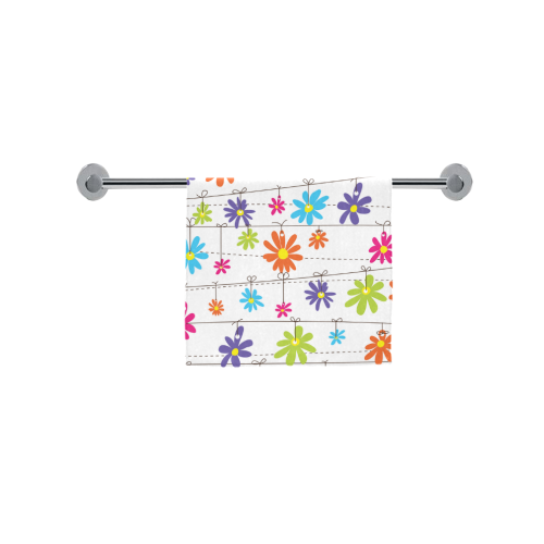 colorful flowers hanging on lines Custom Towel 16"x28"