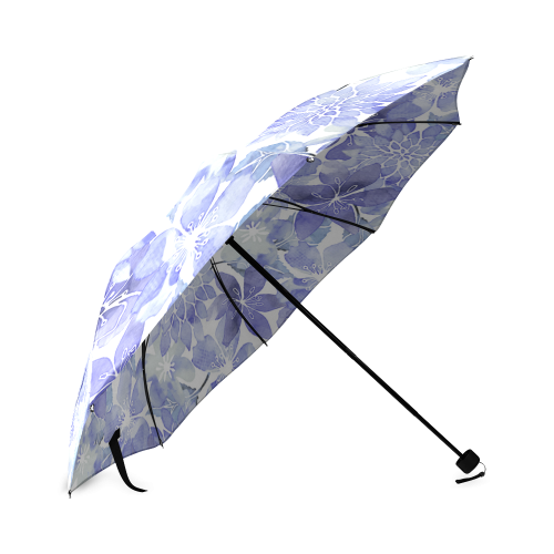 Blue Watercolor Flower Pattern Foldable Umbrella (Model U01)