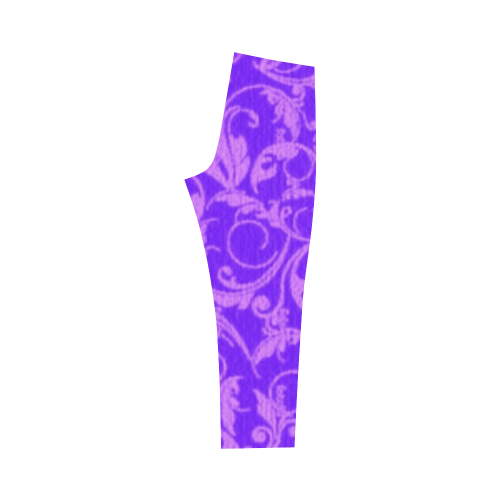 Vintage Swirls Amethyst Ultraviolet Purple Capri Legging (Model L02)