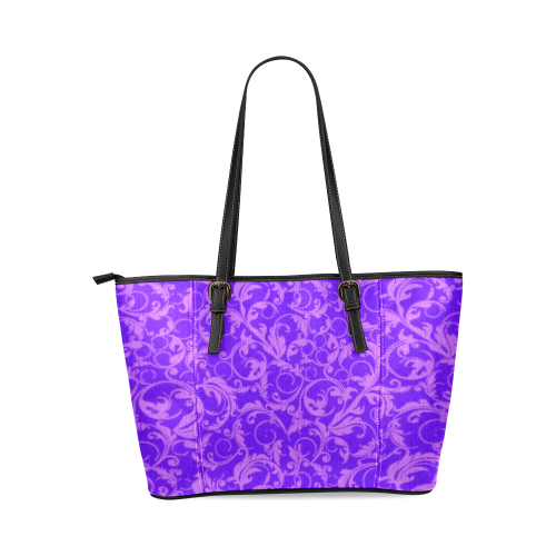 Vintage Swirls Amethyst Ultraviolet Purple Leather Tote Bag/Small (Model 1640)