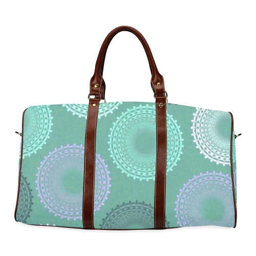 Teal Sea Foam Green Lace Doily Waterproof Travel Bag/Large (Model 1639)