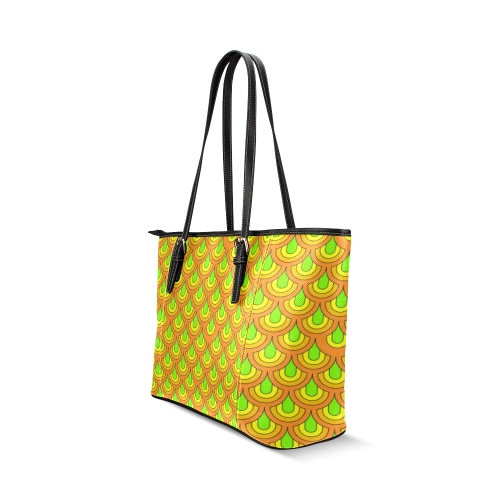 Retro Pattern 1970 Leather Tote Bag/Small (Model 1640)