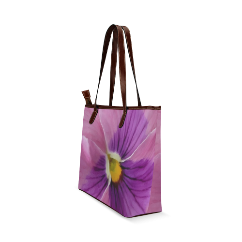Pink and Purple Pansy Shoulder Tote Bag (Model 1646)