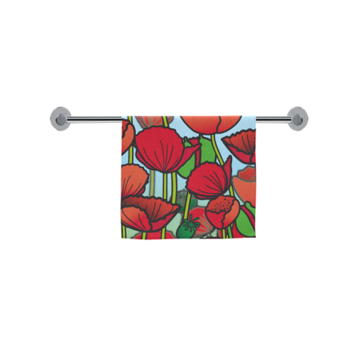 field of poppy flowers red floral Custom Towel 16"x28"