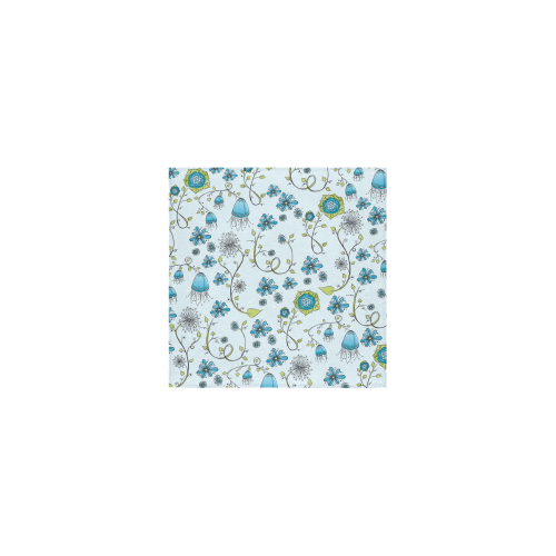 blue fantasy doodle flower pattern Square Towel 13“x13”
