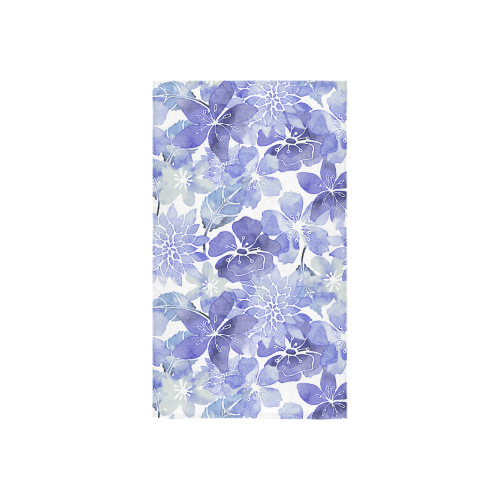 Blue Watercolor Flower Pattern Custom Towel 16"x28"