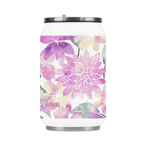 Pastel Watercolor Flower Pattern Stainless Steel Vacuum Mug (10.3OZ)