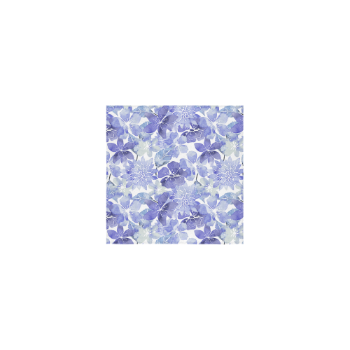 Blue Watercolor Flower Pattern Square Towel 13“x13”