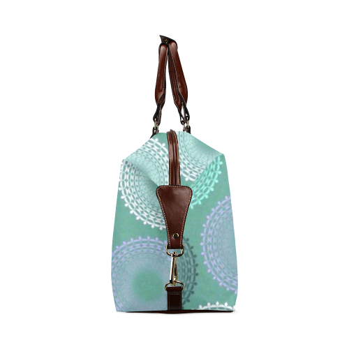 Teal Sea Foam Green Lace Doily Classic Travel Bag (Model 1643)