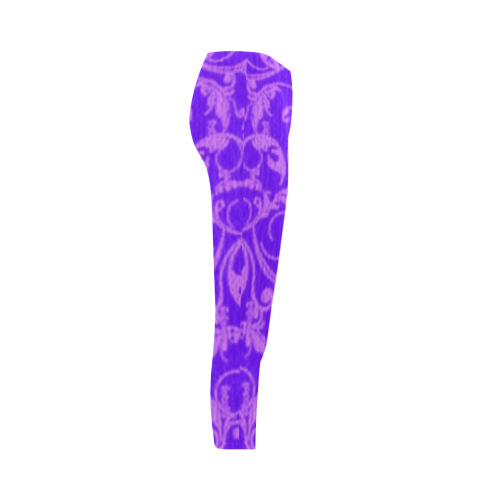 Vintage Swirls Amethyst Ultraviolet Purple Capri Legging (Model L02)