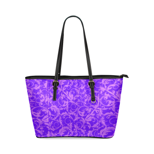 Vintage Swirls Amethyst Ultraviolet Purple Leather Tote Bag/Small (Model 1640)