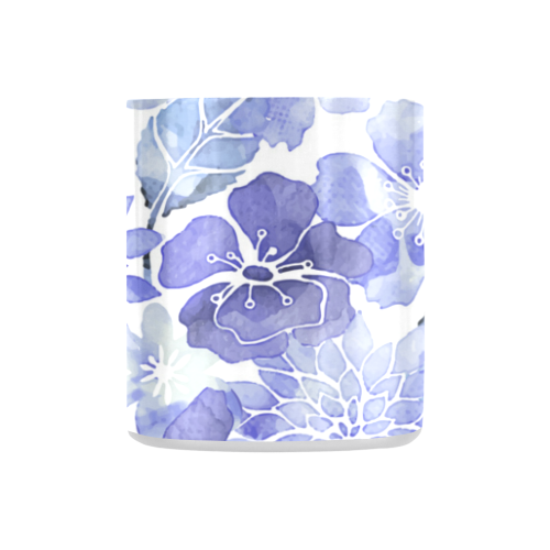 Blue Watercolor Flower Pattern Classic Insulated Mug(10.3OZ)