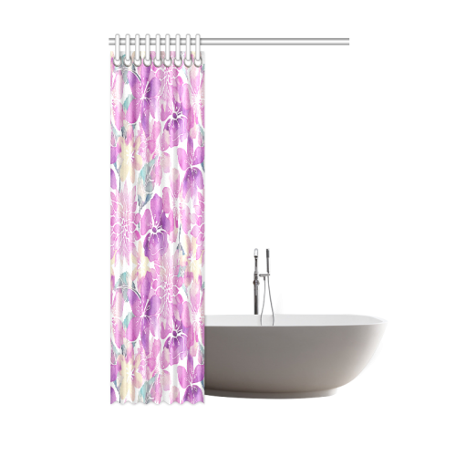 Pastel Watercolor Flower Pattern Shower Curtain 48"x72"