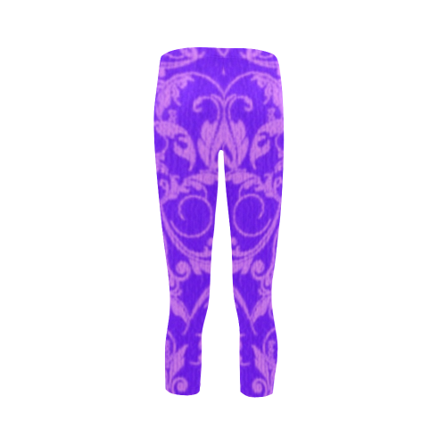 Vintage Swirls Amethyst Ultraviolet Purple Capri Legging (Model L02)