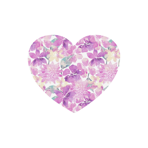 Pastel Watercolor Flower Pattern Heart-shaped Mousepad