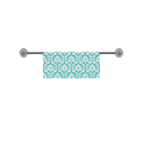 damask pattern turquoise and white Square Towel 13“x13”