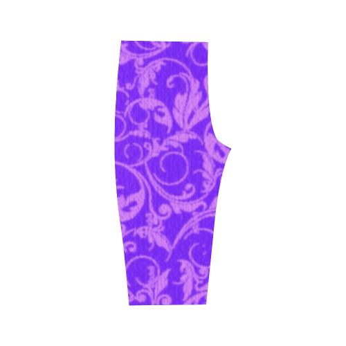 Vintage Swirls Amethyst Ultraviolet Purple Hestia Cropped Leggings (Model L03)