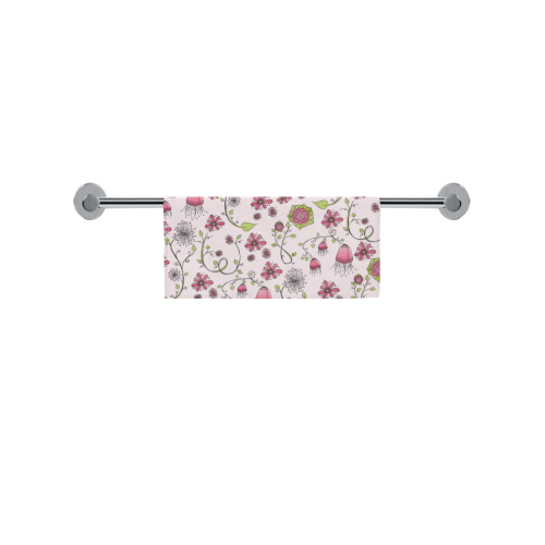 pink fantasy doodle flower pattern Square Towel 13“x13”