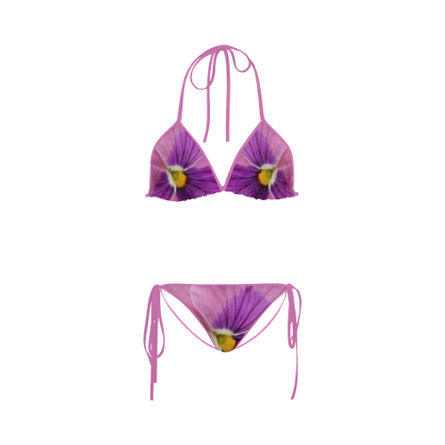 Pink and Purple Pansy Custom Bikini Swimsuit