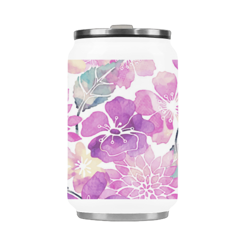 Pastel Watercolor Flower Pattern Stainless Steel Vacuum Mug (10.3OZ)