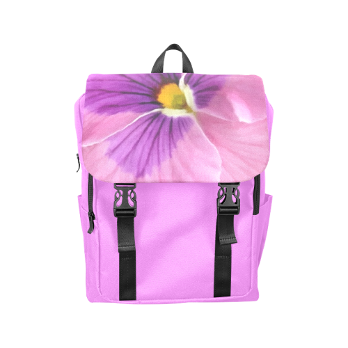 Pink and Purple Pansy Casual Shoulders Backpack (Model 1623)