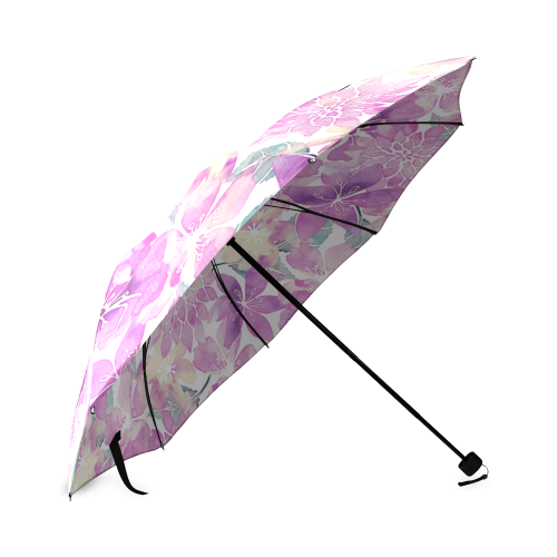 Pastel Watercolor Flower Pattern Foldable Umbrella (Model U01)