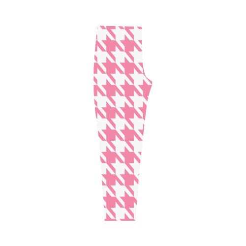 pink and white houndstooth classic pattern Capri Legging (Model L02)