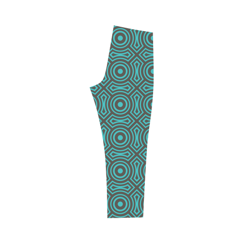 blue geometric pattern Capri Legging (Model L02)