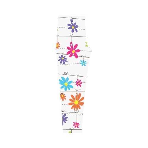 colorful flowers hanging on lines Capri Legging (Model L02)