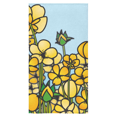 buttercup flower field yellow floral arrangement Bath Towel 30"x56"