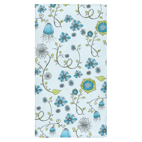 blue fantasy doodle flower pattern Bath Towel 30"x56"