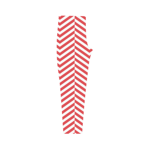 red and white classic chevron pattern Capri Legging (Model L02)