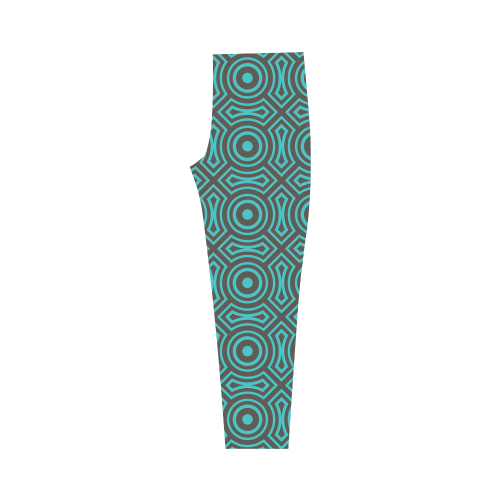 blue geometric pattern Capri Legging (Model L02)