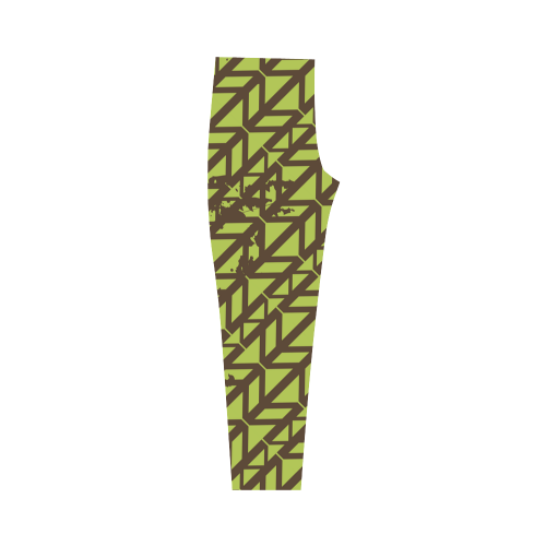 green geometric pattern Capri Legging (Model L02)