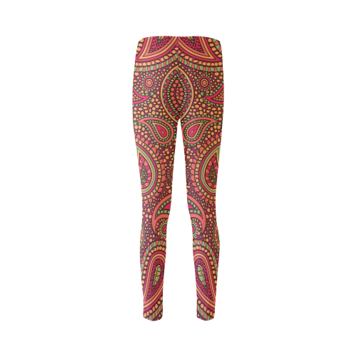 red paisley mosaic pattern Cassandra Women's Leggings (Model L01)